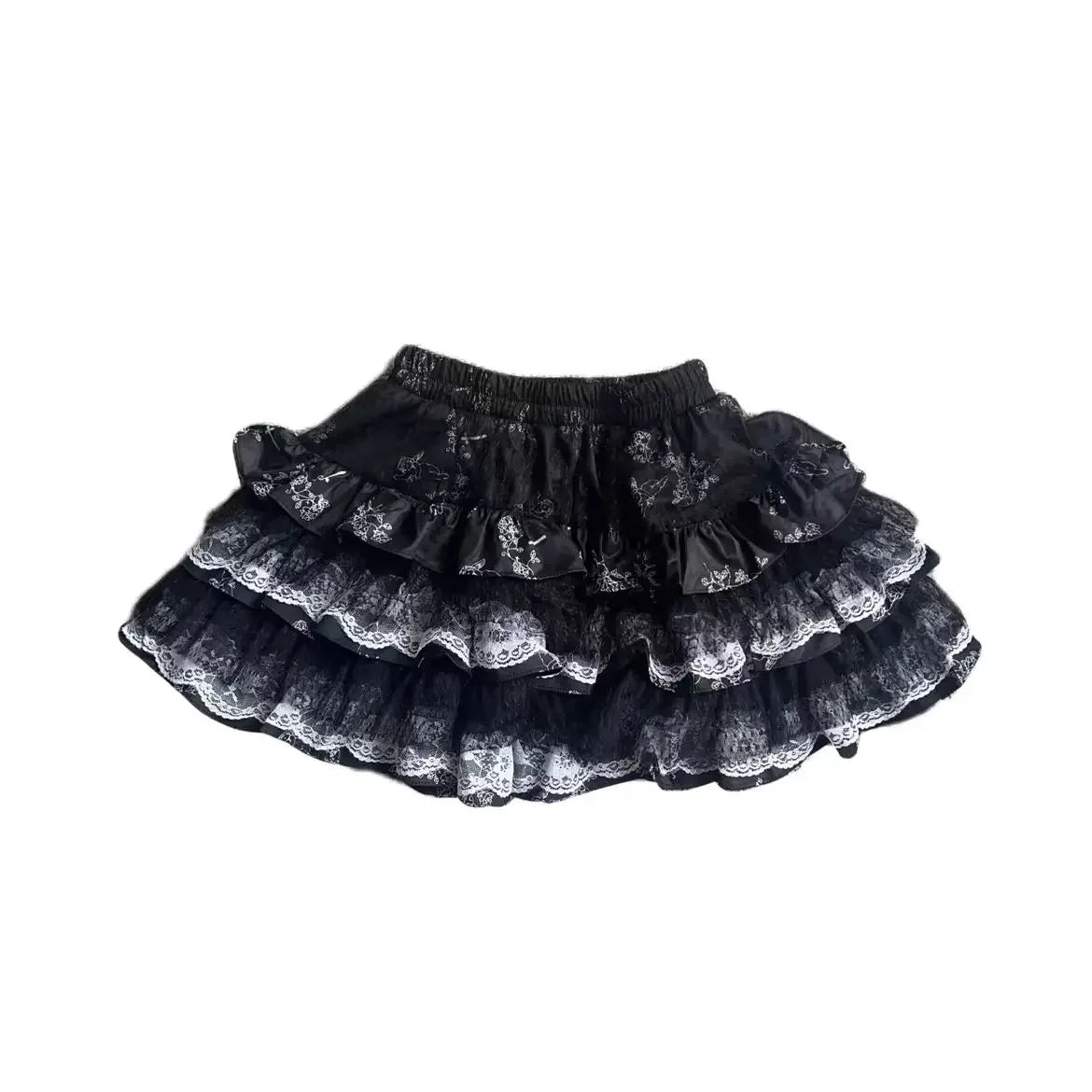 Lace Layered Puff A-line Skirts