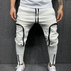 Solid Color Drawstring Casual Multi Zippers Pockets Trousers