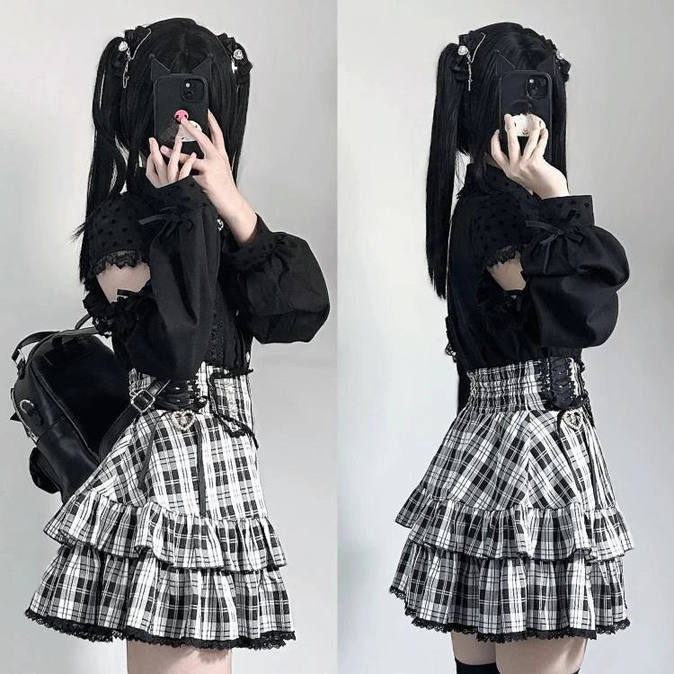 Plaid Cake High Waist Mini Skirt