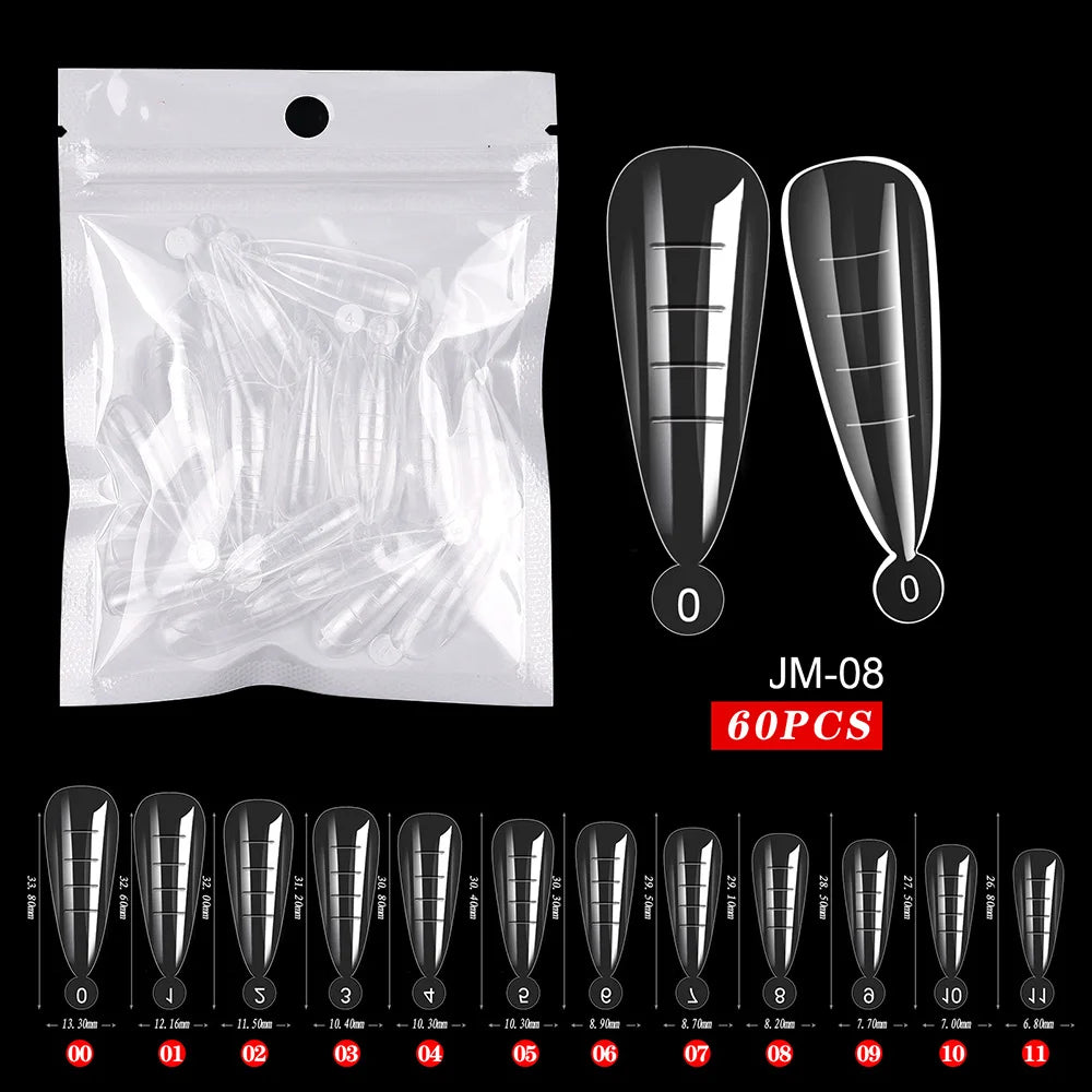 Fake Nail Forms Tips UV Gel For Extension Building Gel Polish Fake Artificial Tool 60pcs