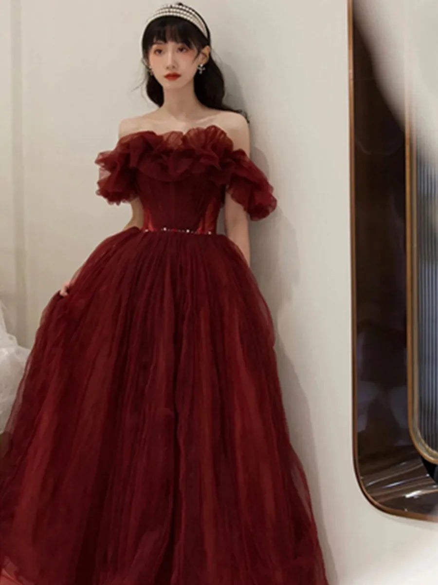 Ruffled Tulle Ball Gown