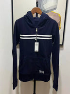1977 Letter Embroidery Slim Zip-up Hoodie