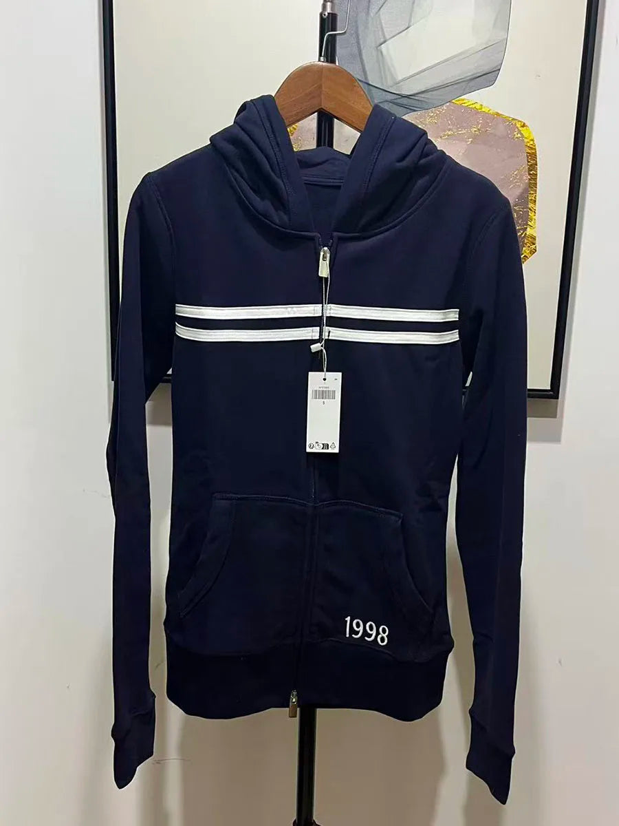 1977 Letter Embroidery Slim Zip-up Hoodie