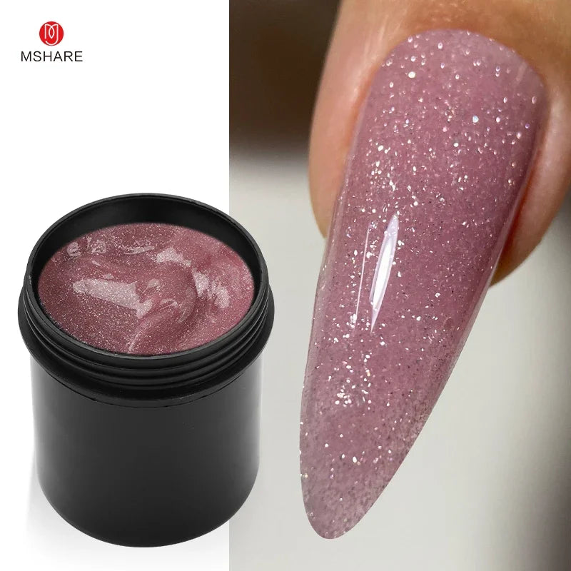 MSHARE 150ml Ice Blue Jelly Gel Builder Nail Extension Gel Tpo Hema Free Gel Nail Construction Cream Medium Shimmer UV Led Gel