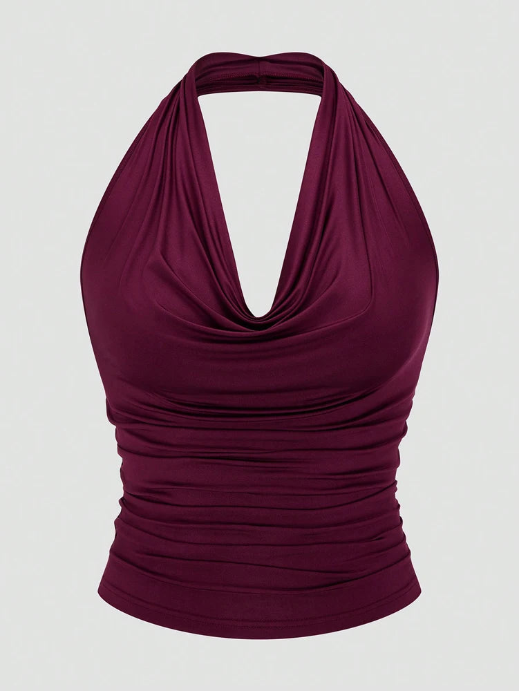 Swing Neck Top + Split Half Skirt Long Skirt Two Piece Set