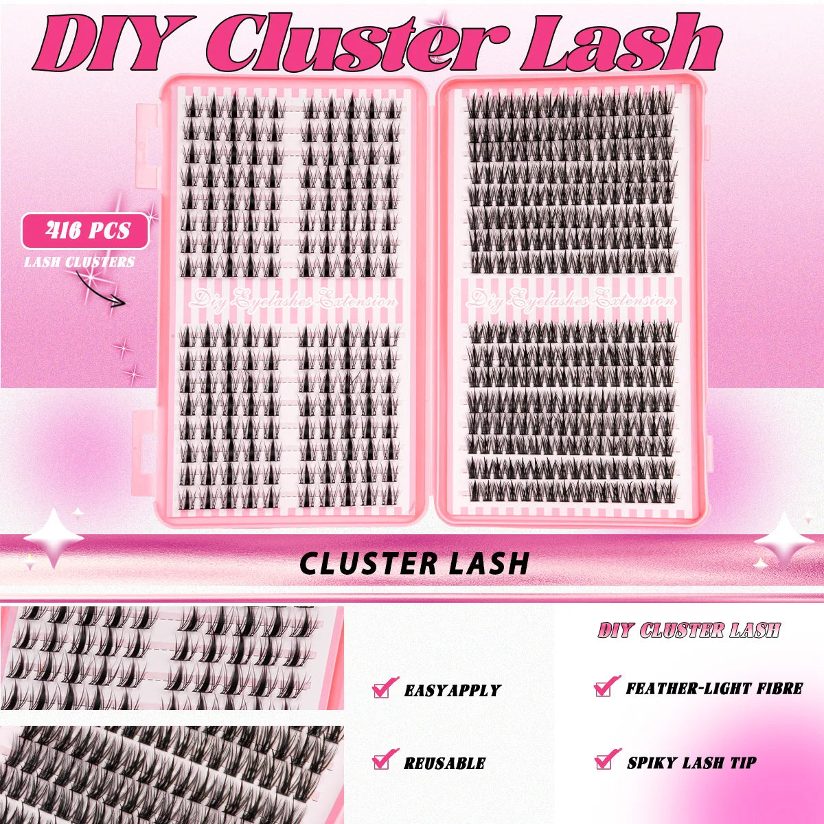 DIY Natural Cluster Lashes Manga Lashes Soft Wispy Individual Cluster Eyelashes Extension Makeup