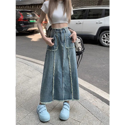 Tassel Denim Long Skirts