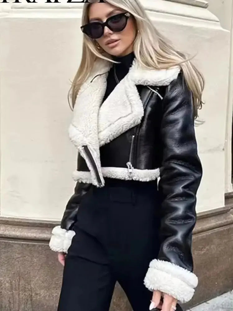 Faux Leather Short Jacket