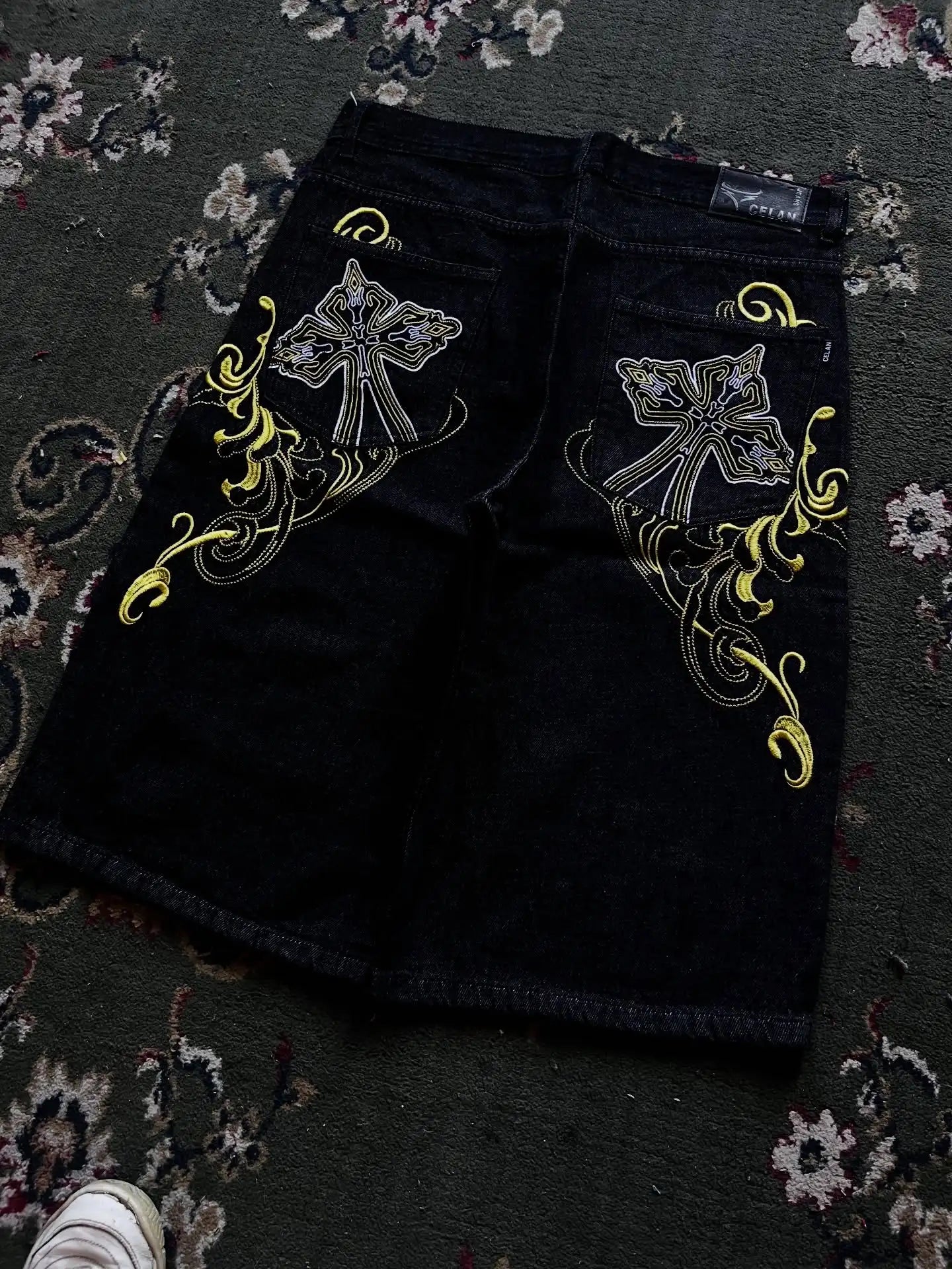 Pattern Denim Shorts