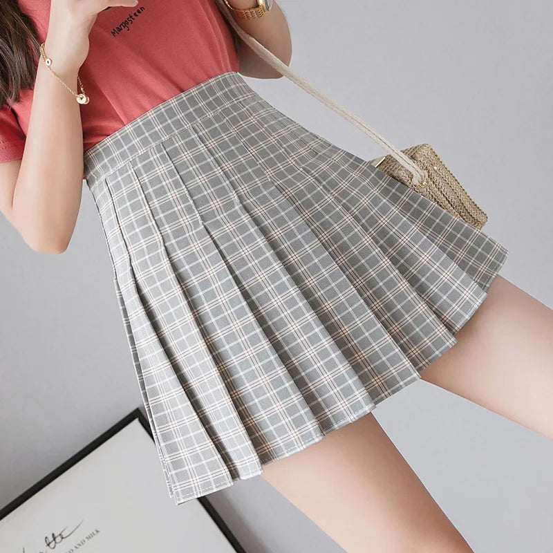 Pleated Plaid Skirt