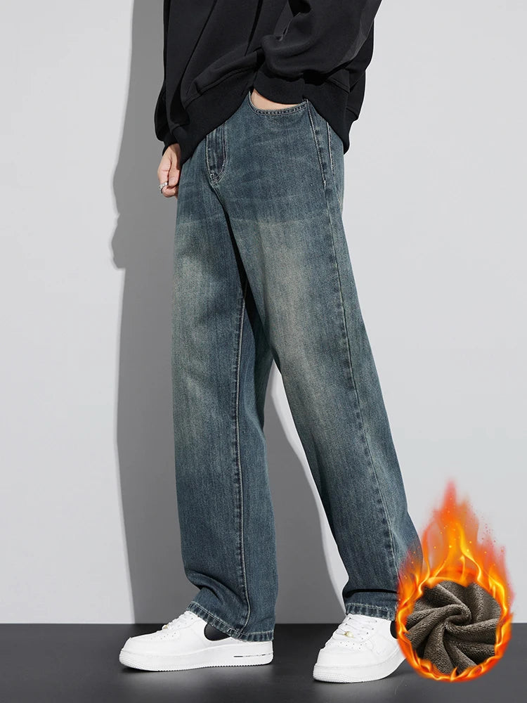 Fleece Baggy Straight Jeans
