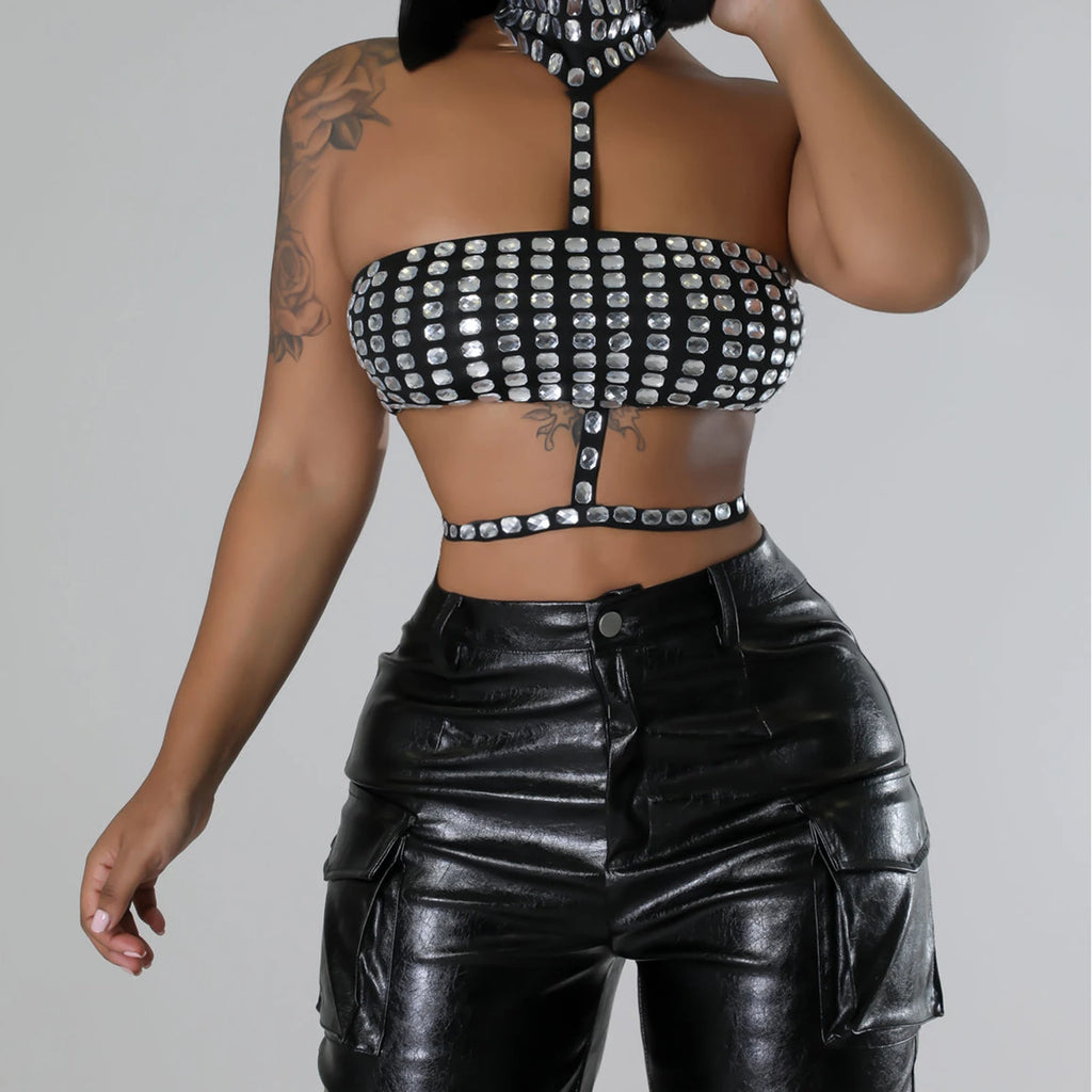 Crystal Embellished Choker Bustier