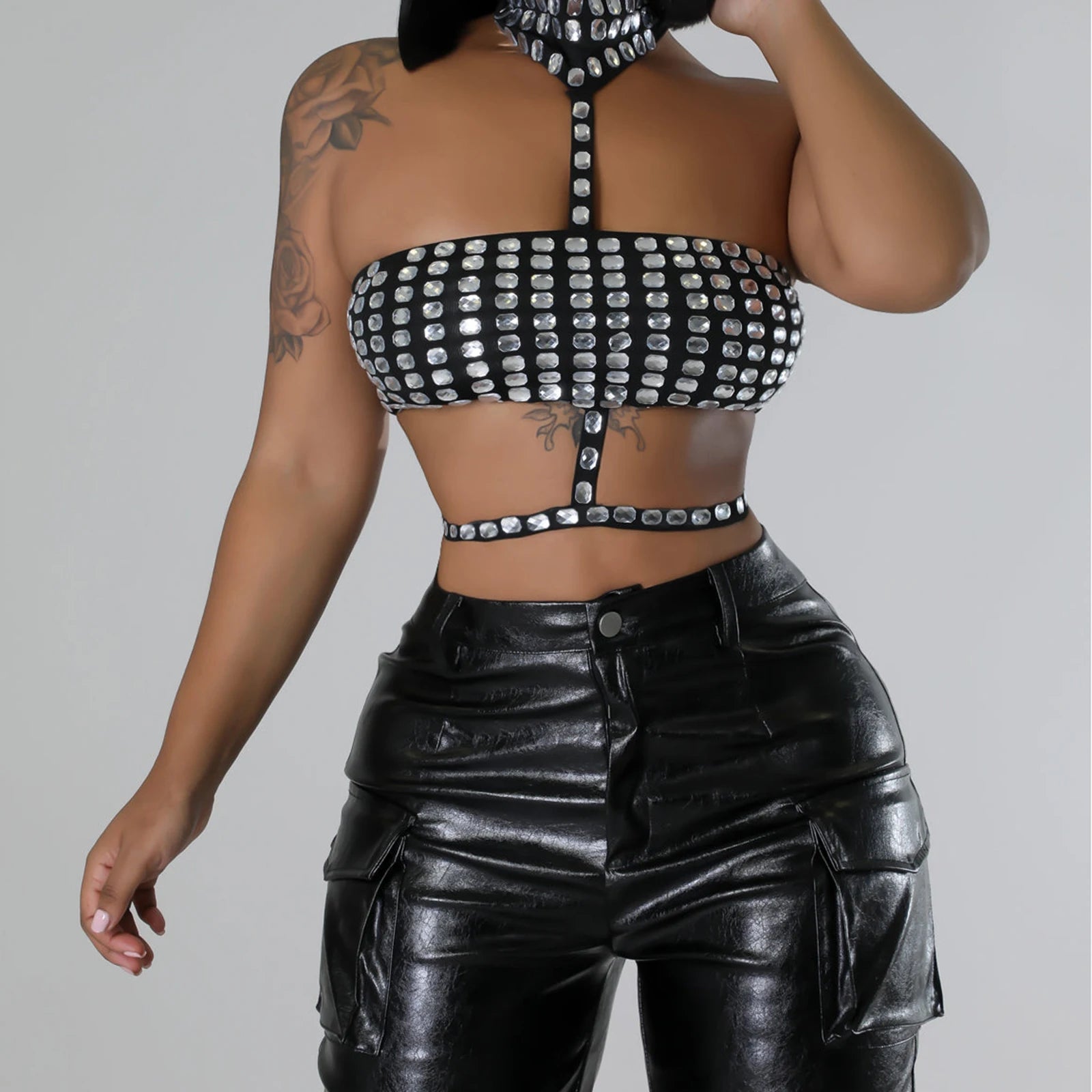 Crystal Embellished Choker Bustier