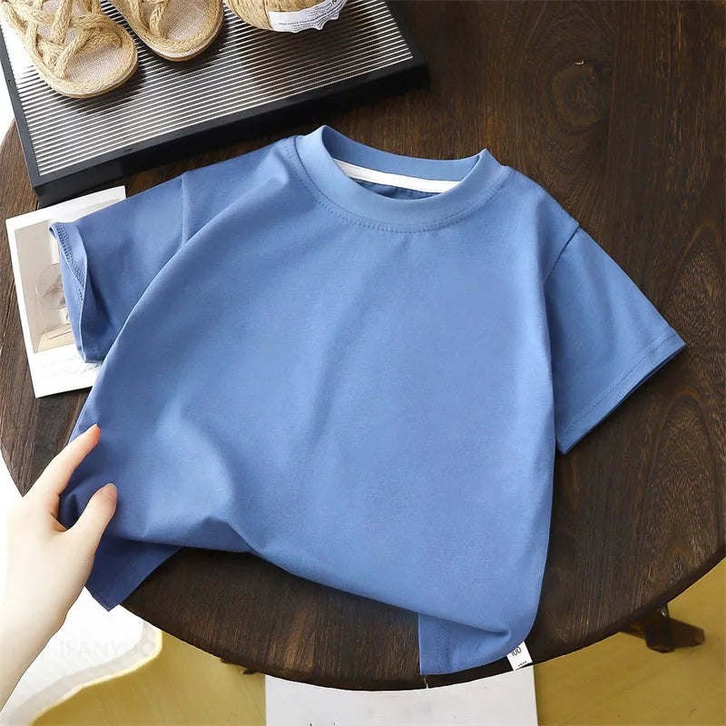 Solid Cotton Casual Short Sleeve Tee