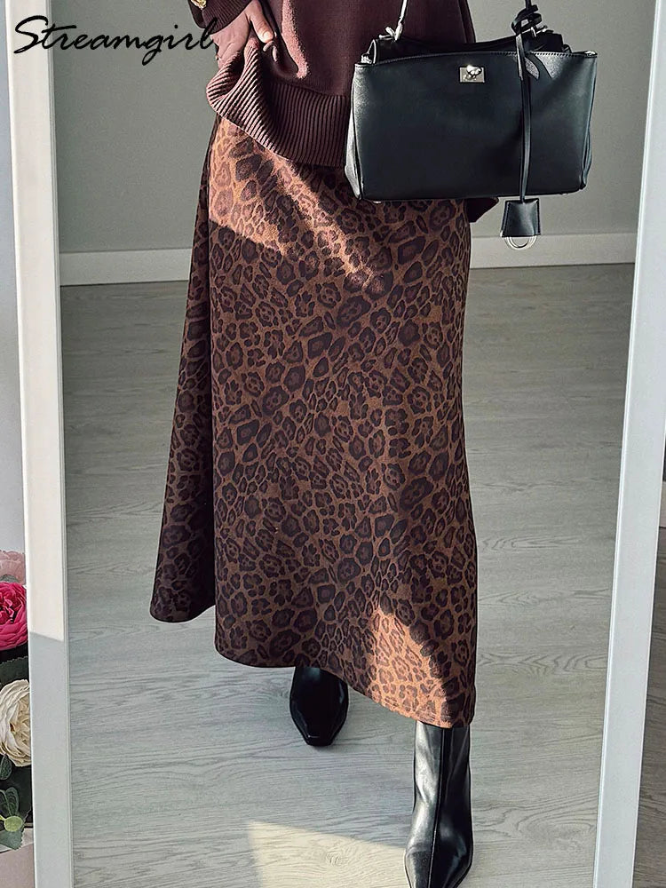 Leopard Print Suede Skirt