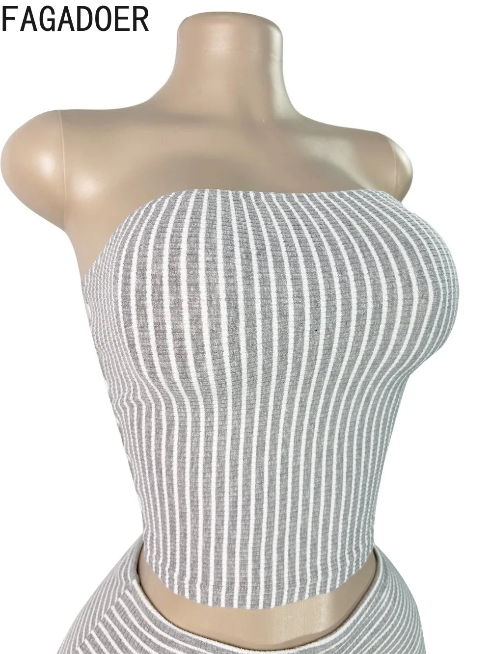 FAGADOER Striped Pattern Shorts Set