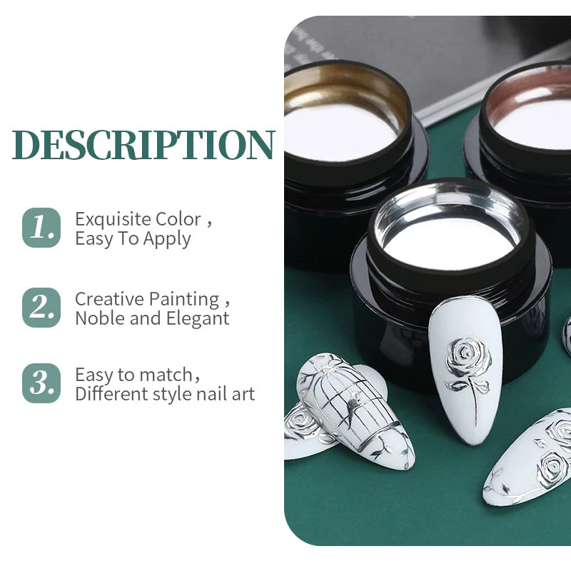 BORN PRETTY 5ML Gold Metallic Gel Polish Sliver Mirror Effect French Design Line Flower Drawing Gel UV Soak Off Varnish Manicure