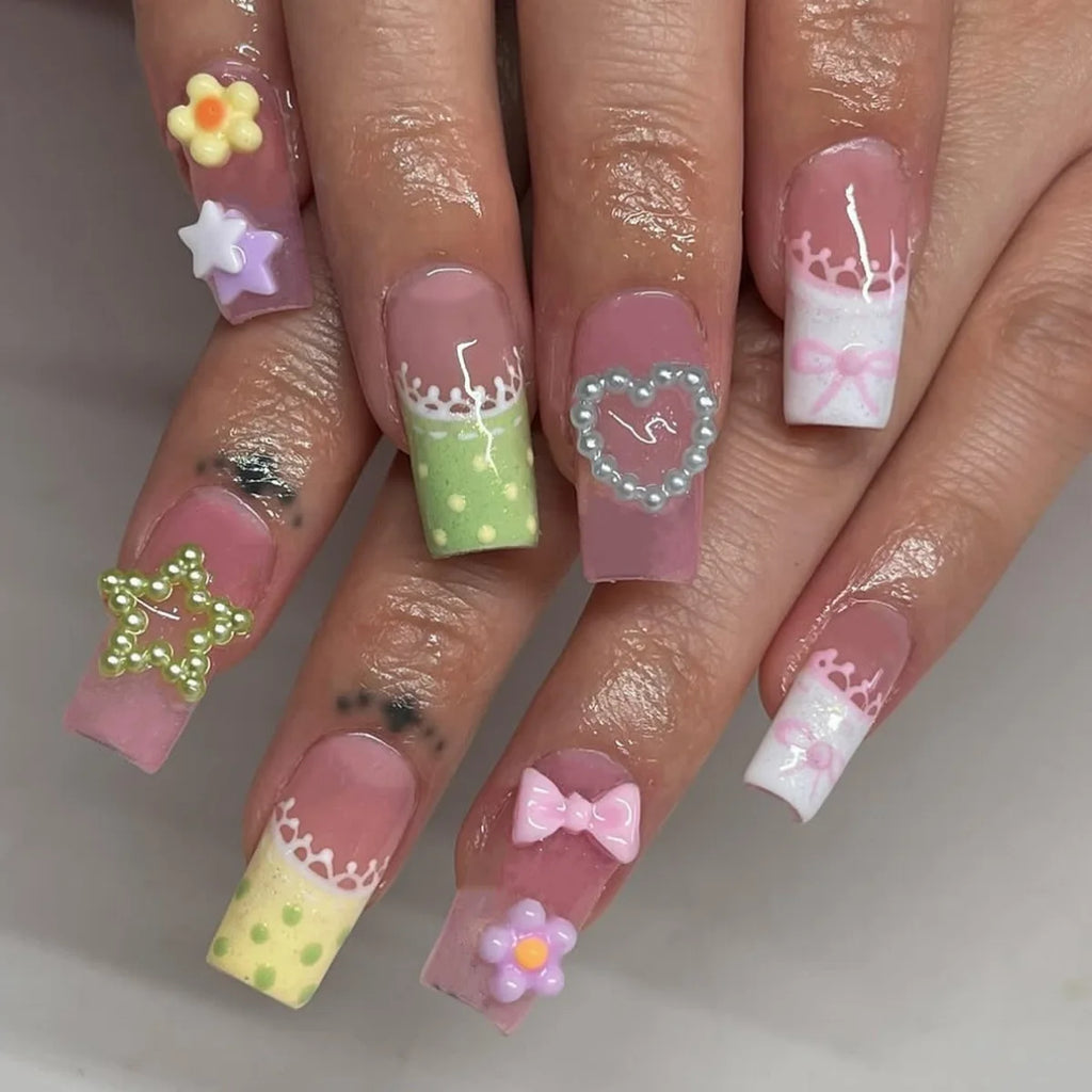 24pcs Sweet Stars Press On Nails