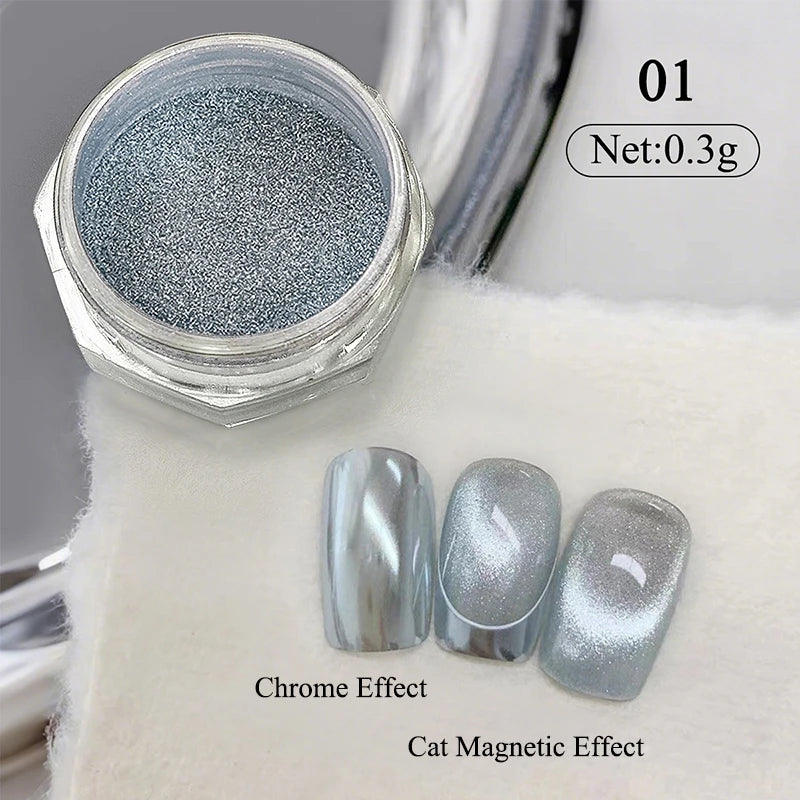 Water Light Purple Cat Magnetic Nail Powder Glitter Cat Magnet Effect Metallic Nail Pigment Dust Nail Art Supplies Decoration