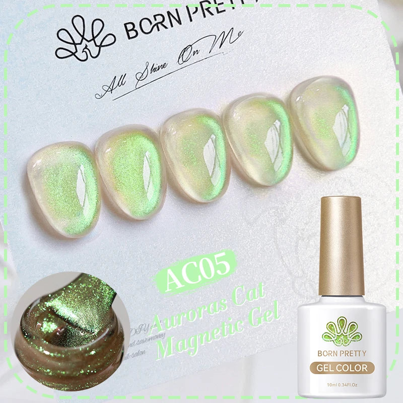 BORN PRETTY 10ml Water Light Cat Magnetic Gel Nail Polish Shining Super Sliver-light Holographics Soak Off UV Gel Varnish