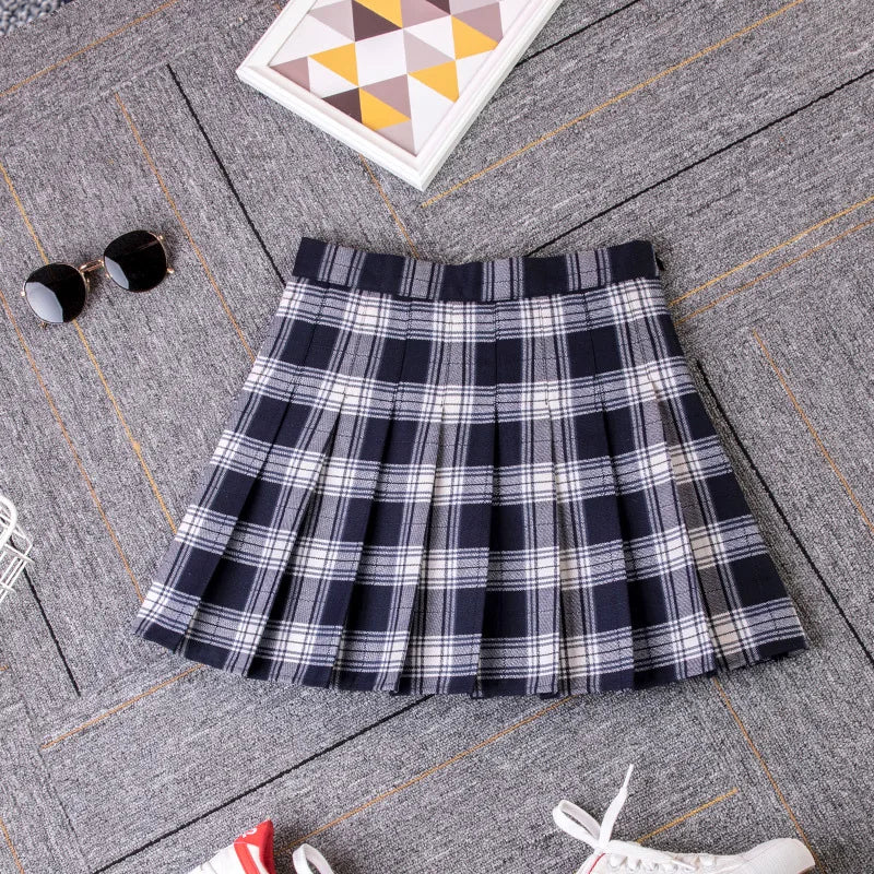 Pleated Plaid Skirt