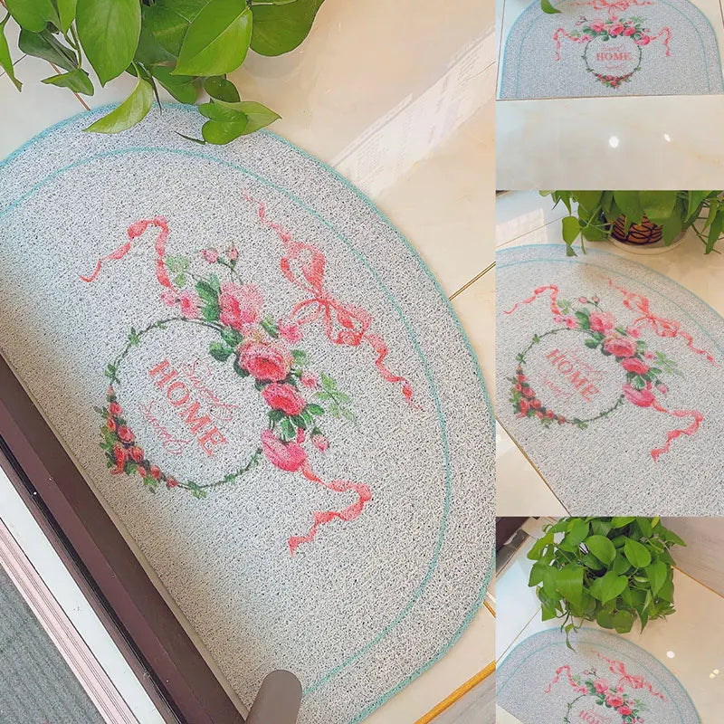 Oval Pink Rose and Cherub Mat