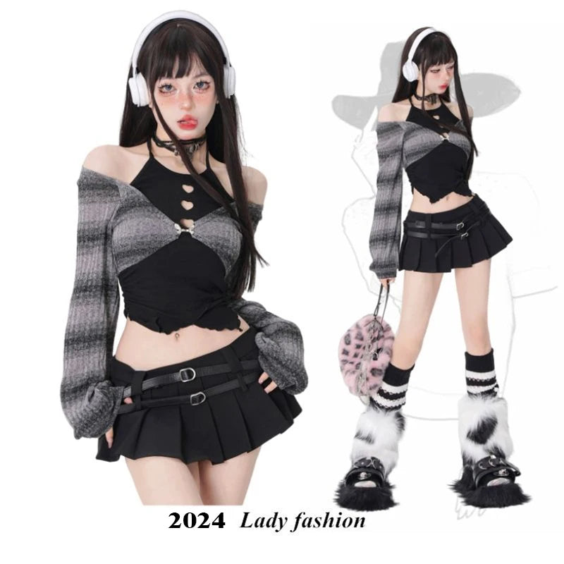 Crop Top + Short Skirt Set