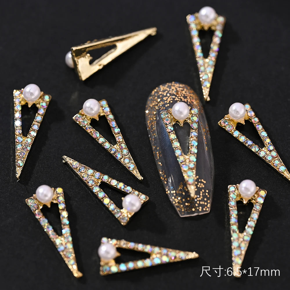 10Pcs Zircon Pendant Luxury Nail Art Charms 3D Gold Metal Nail Crystal Shinying Diamond Flowers/Butterlfy Manicure Accessories