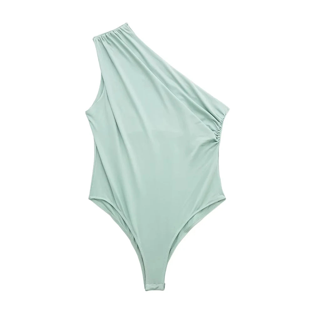 Ruched Asymmetric Bodysuits