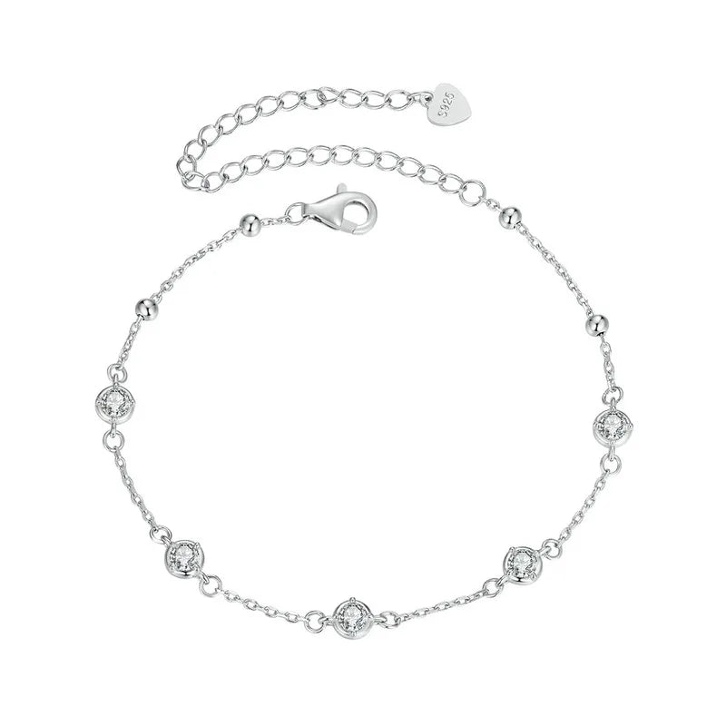 925 Sterling Silver Bezel Setting Starry Moissanite Bracelet