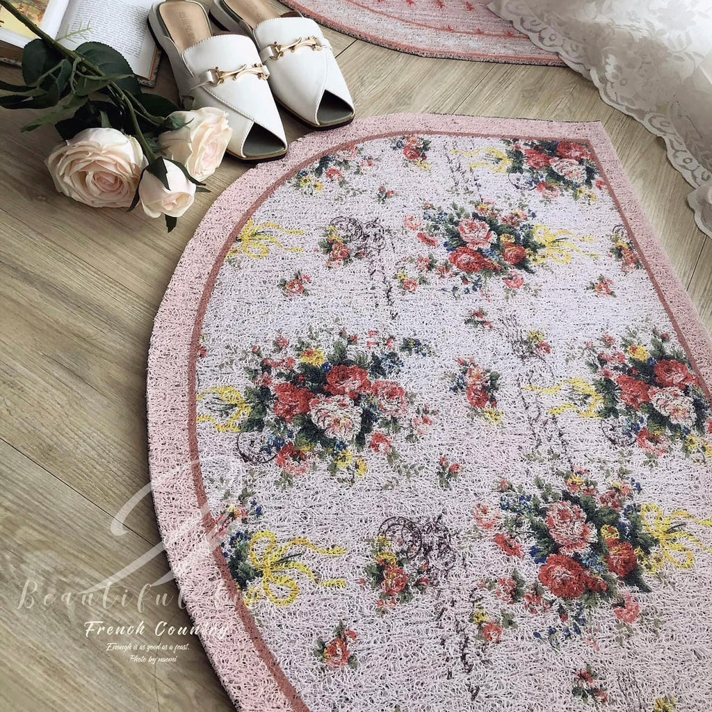 Oval Pink Rose and Cherub Mat
