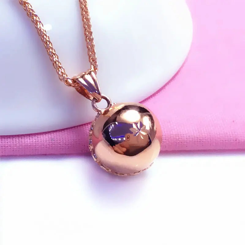 Plated 14K Rose Gold Ball Bead Necklace