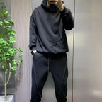 Solid Hooded Sweatshirt Sweatpants Set