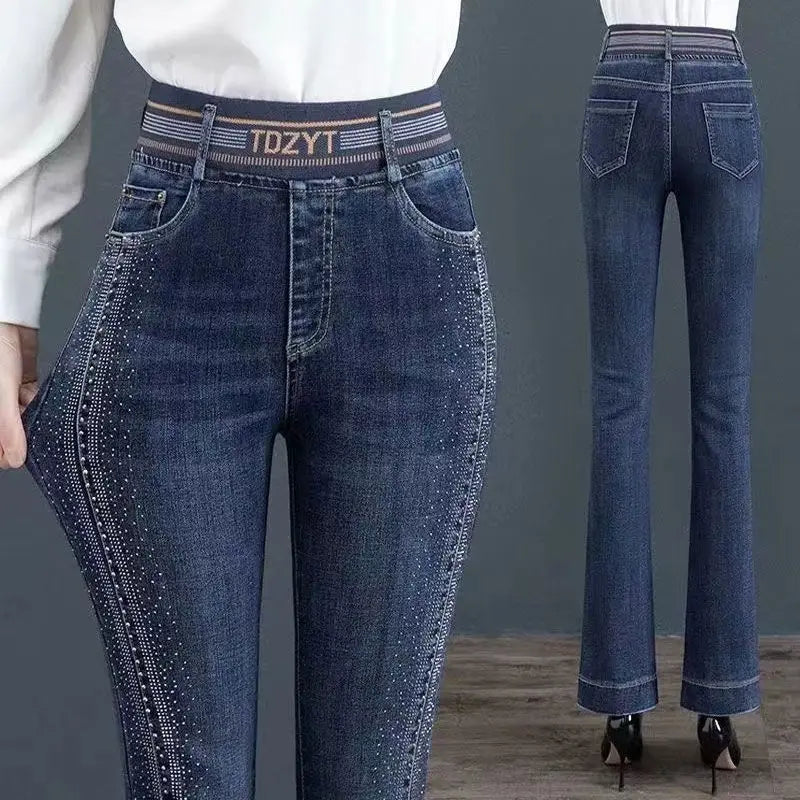 Simple Elegant High Waist Micro Flared Jeans