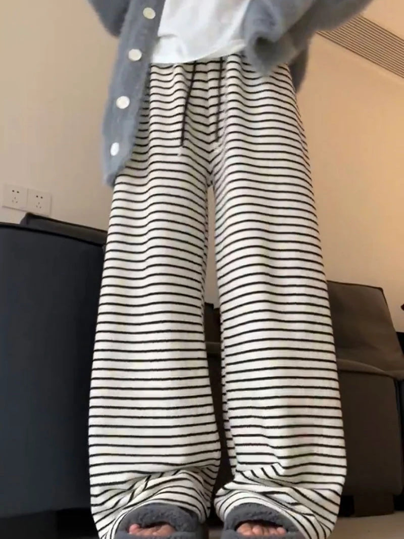 High Waist Striped Straight Leg Pants