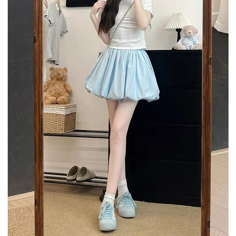 High Waist Ruched A-line Skirts