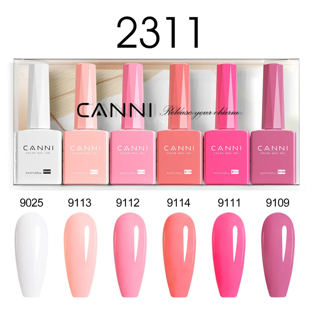 CANNI Nail Gel Polish Set Upgraded HEMA FREE Summer Nails Smooth Texture Ultra Gloss Top Coat Pigmented Gel Soak off UV LED Gel