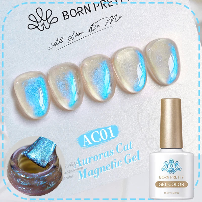 BORN PRETTY 10ml Water Light Cat Magnetic Gel Nail Polish Shining Super Sliver-light Holographics Soak Off UV Gel Varnish
