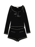 Slim Fit Knitted Long Sleeve Pullover and Shorts Set