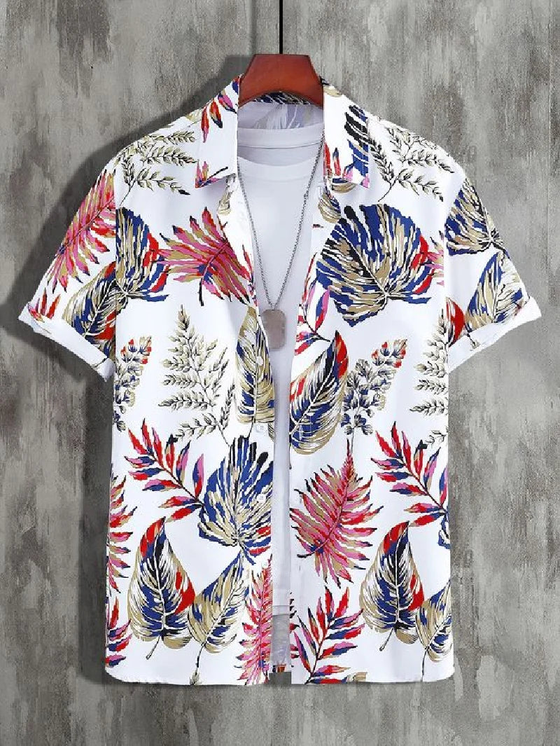 Short Sleeved Shirt With Lapel Button Up
