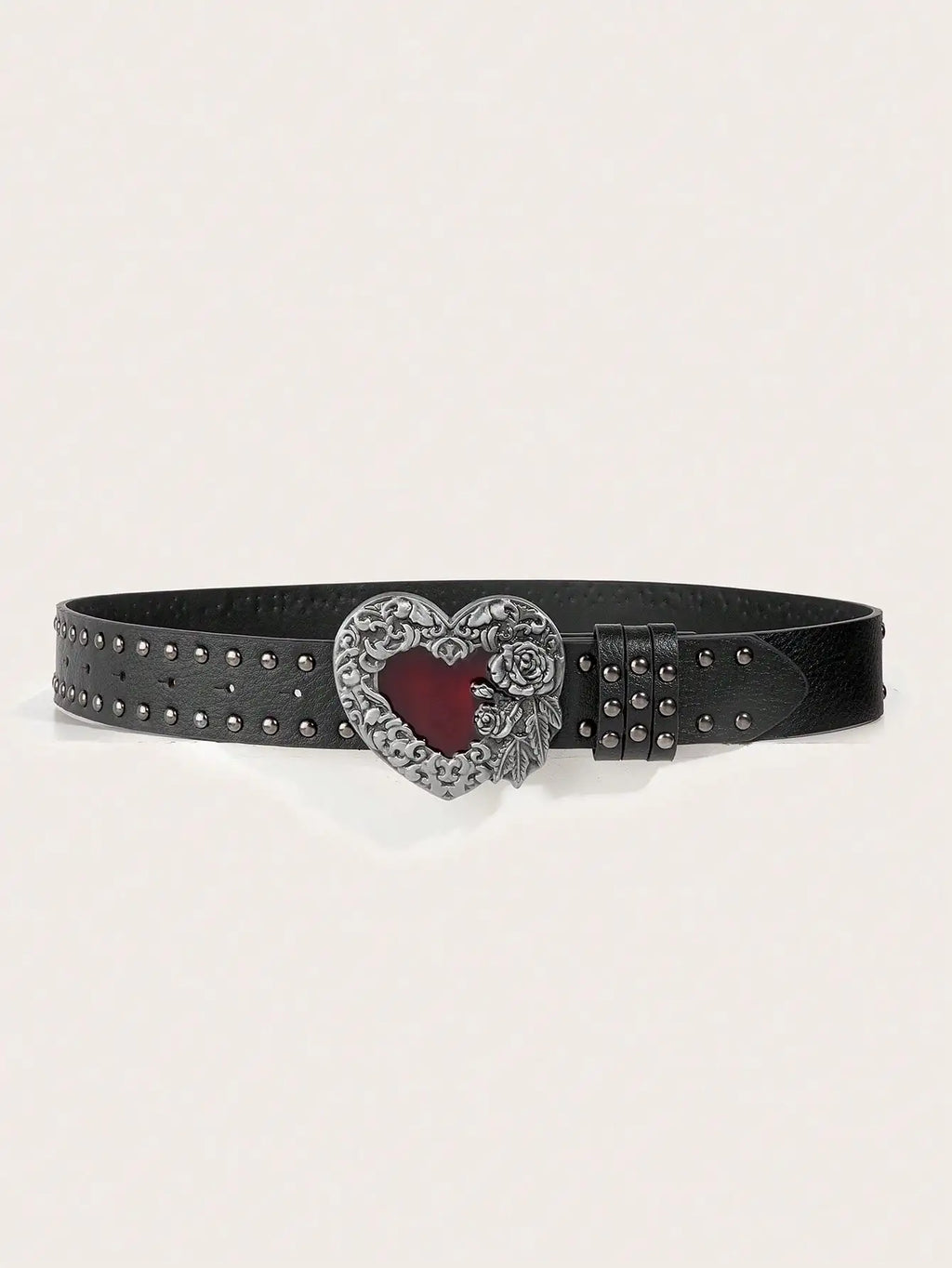 Rose Heart-Shaped Leather Belt