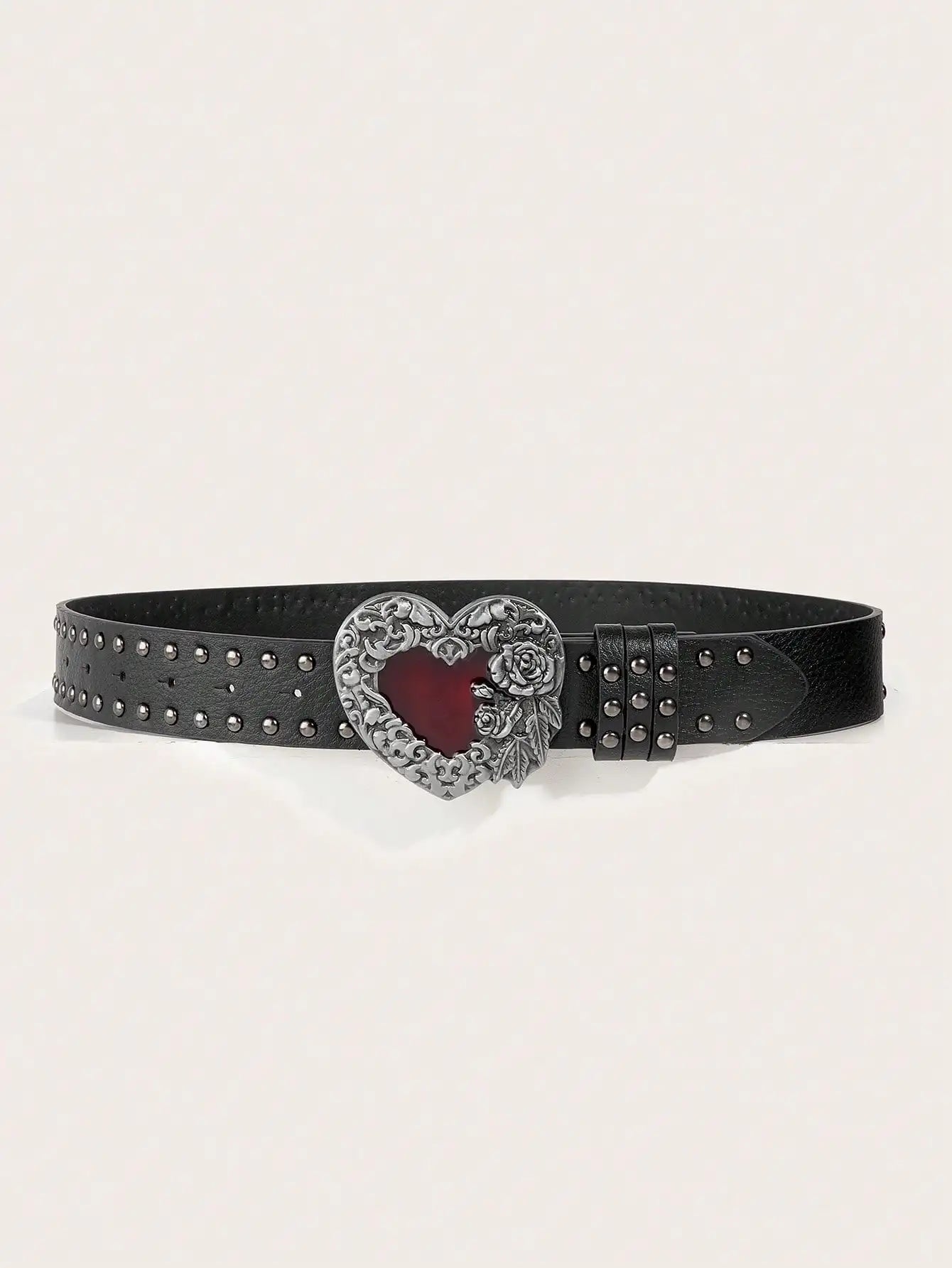Rose Heart-Shaped Leather Belt