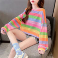 Rainbow Striped Long-sleeved Pullover