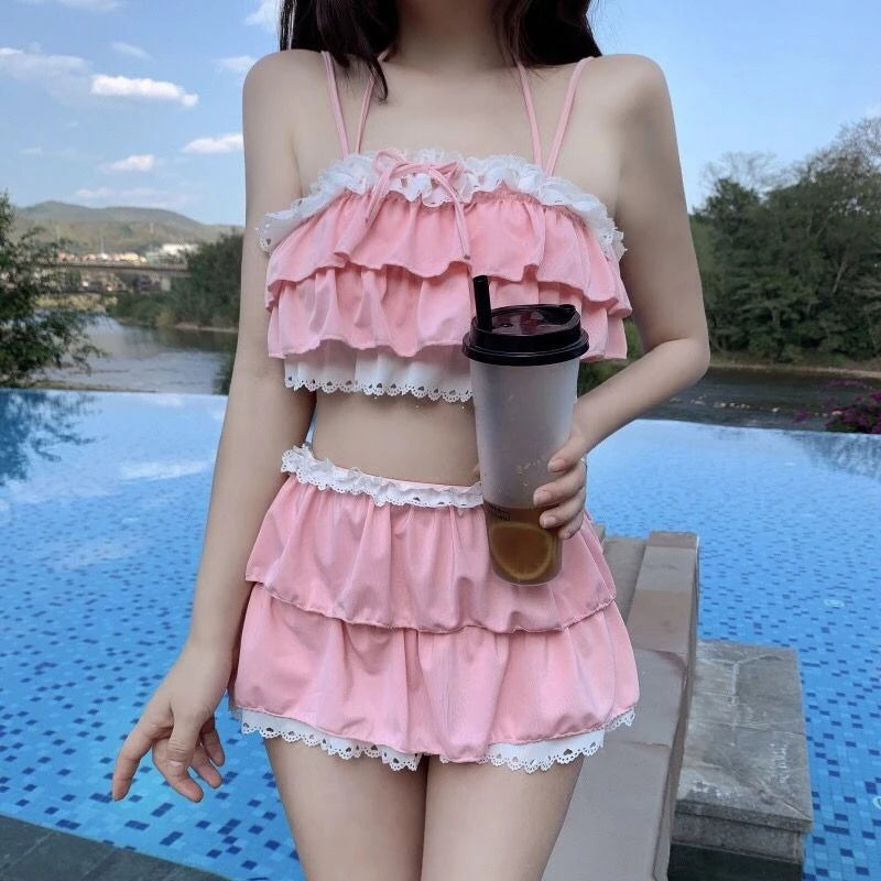 Angel Cake Tiered Ruffle Bikini Set