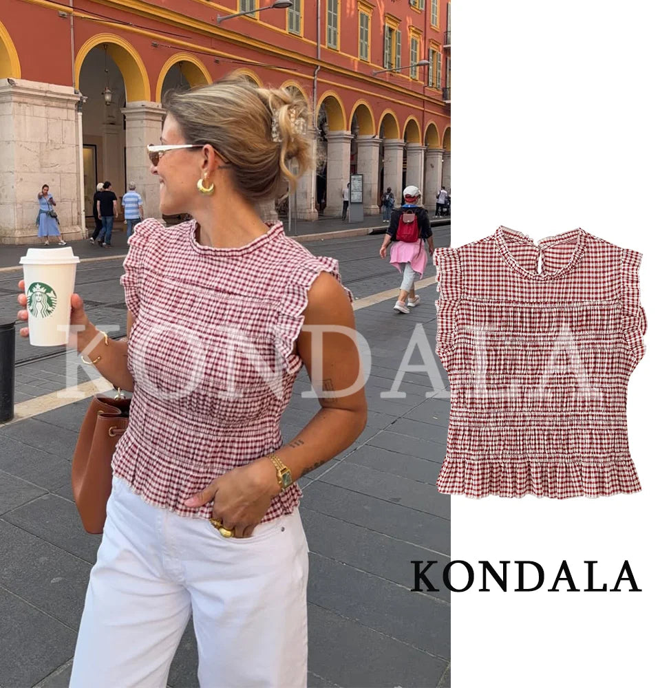 KONDALA Plaid Sleeveless Top