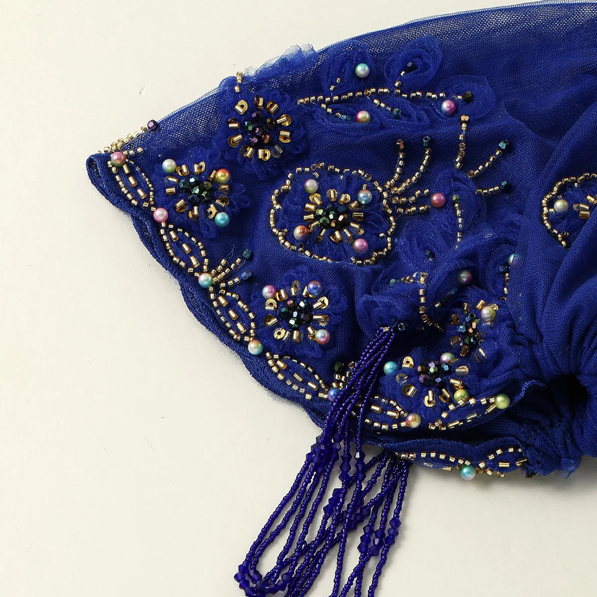 New Lace Embroidery Bonnet Turban Tassel Beaded Hat Women Muslim Hijab Beanies Islam Wedding Headscarf Party Wrap Turbante Mujer