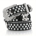 Glamorous Rhinestone Skull Rivet Belt