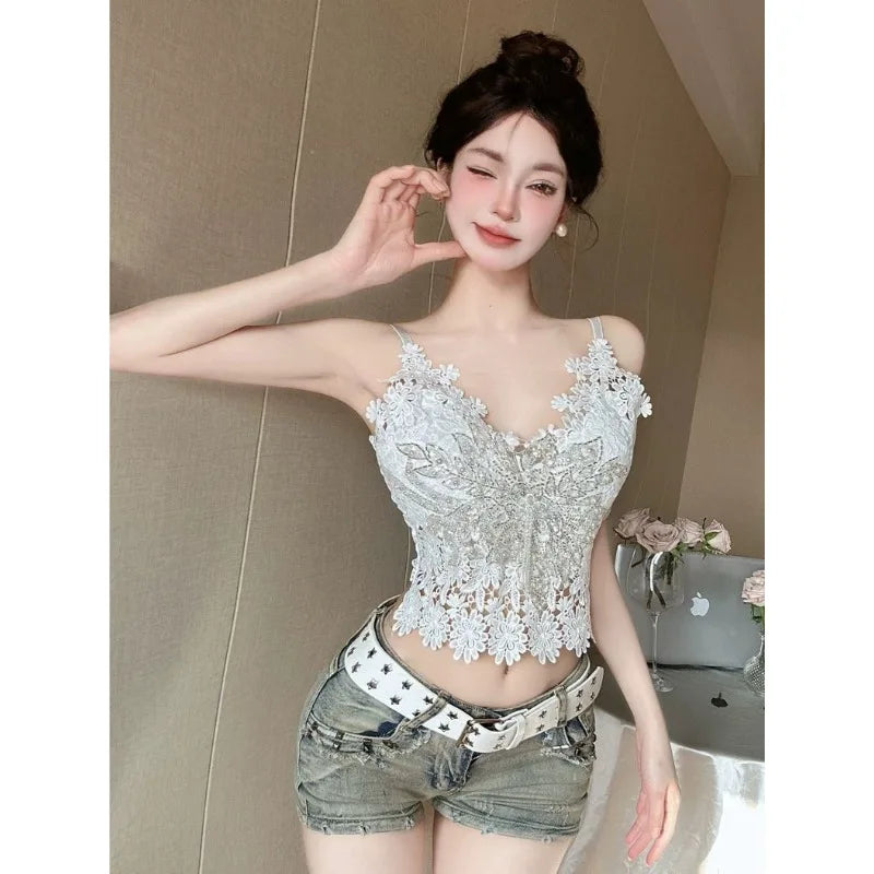 Floral Lace Corset-Style Cami