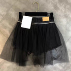 Black Mesh Panel Distressed Denim Shorts