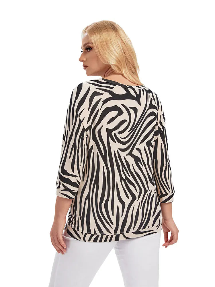 Round Neck Zebra Print Shirt